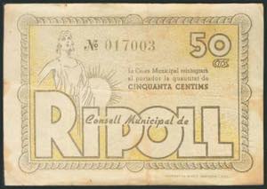RIPOLL (BARCELONA). 50 Céntimos. Junio ... 