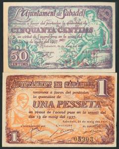 SABADELL (BARCELONA). 50 Céntimos y 1 ... 