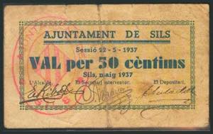 SILS (GERONA). 50 Céntimos. Mayo 1937. ... 