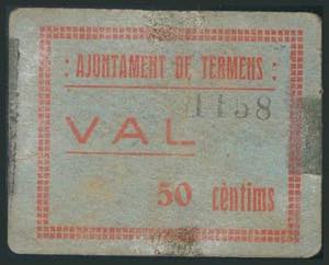 TERMENS (LERIDA). 50 Céntimos. (1937ca). ... 