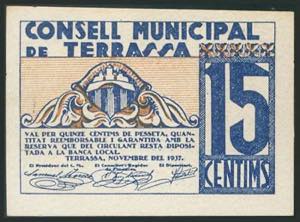 TERRASSA (BARCELONA). 15 Céntimos. 15 de ... 
