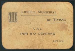 TIVISSA (TARRAGONA). 50 Céntimos. 1937. ... 
