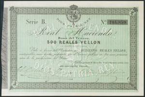 500 Reales. 1 de Noviembre de 1873. Serie B. ... 