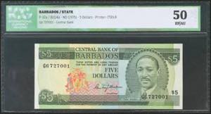 BARBADOS. 5 Dollars. 1975. (Pick: 32a). ... 