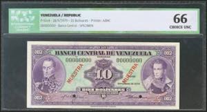 VENEZUELA. 10 Bolívares. 18 September 1979. ... 