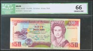 BELIZE. 50 Dollars. 1 June 1991. (Pick: ... 