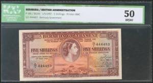 BERMUDA. 5 Shillings. 1 May 1957. (Pick: ... 