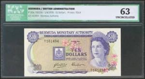 BERMUDA. 10 Dollars. 1 April 1978. (Pick: ... 