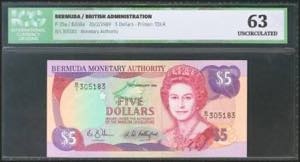 BERMUDA. 5 Dollars. 20 February 1989. (Pick: ... 