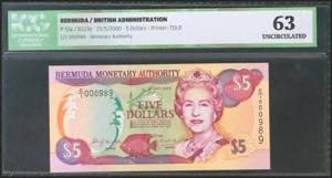 BERMUDA. 5 Dollars. 25 May 2000. (Pick: ... 