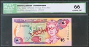 BERMUDA. 5 Dollars. 24 May 2000. Specimen. ... 