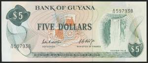 BRITISH GUIANA. 5 Dollars. 1966. (Pick: ... 