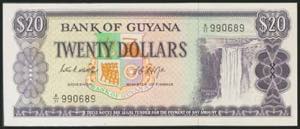 BRITISH GUIANA. 20 Dollars. 1966. (Pick: ... 