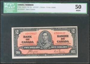 CANADA. 2 Dollars. 2 January 1937. (Pick: ... 