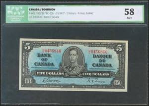 CANADA. 5 Dollars. 2 January 1937. ... 