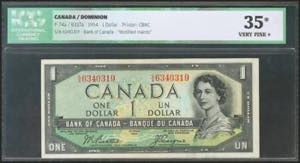 CANADA. 1 Dollar. 1954 . (Pick: 74a). ICG35* ... 