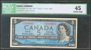 CANADA. 5 Dollars. 1954 . (Pick: 77b). ICG45.