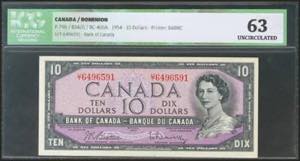 CANADA. 10 Dollars. 1954. (Pick: 79b). ICG63.
