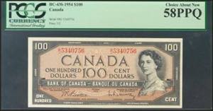 CANADA. 100 Dollars. 1954. (Pick: 82b). ... 