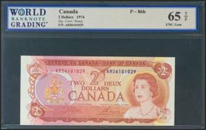 CANADA. 2 Dollars. 1974. (Pick: 86b). ... 