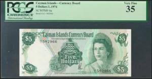 CAYMAN ISLANDS. 5 Dollars. 1974. (Pick: 6a). ... 