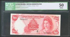 CAYMAN ISLANDS. 10 Dollars. 1974. (Pick: ... 