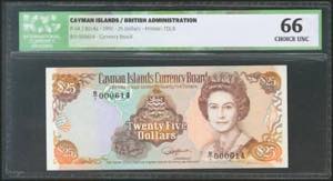 CAYMAN ISLANDS. 25 Dollars. 1991. Low ... 