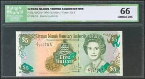 CAYMAN ISLANDS. 5 Dollars. 1998. (Pick: ... 