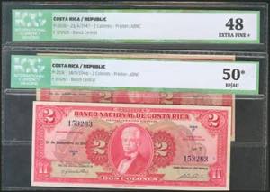 COSTA RICA. Set of 2 banknotes of 2 Colones. ... 