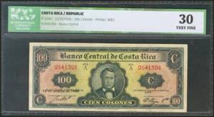 COSTA RICA. 100 Colones. 15 October 1958. ... 