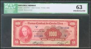 COSTA RICA. 1000 Colones. 29 May 1967. ... 