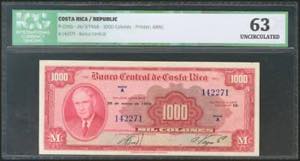 COSTA RICA. 1000 Colones. 26 March 1968. ... 