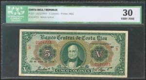 COSTA RICA. 5 Colones. 20 May 1959. (Pick: ... 