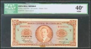 COSTA RICA. 20 Colones. 9 June 1965. (Pick: ... 