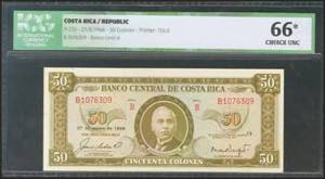 COSTA RICA. 50 Colones. 27 August 1968. ... 