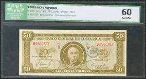 COSTA RICA. 50 Colones. 24 May 1971. (Pick: ... 