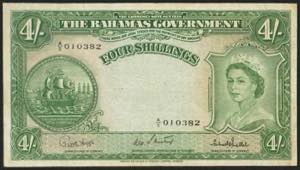 BAHAMAS. 4 Shillings. 1953. (Pick: 13d). ... 