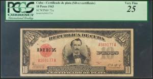 CUBA. 10 Pesos. 1943. Certificado de Plata. ... 
