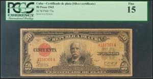 CUBA. 50 Pesos. 1943. Certificado de Plata. ... 
