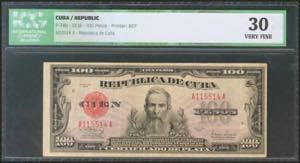 CUBA. 100 Pesos. 1938. (Pick: ... 