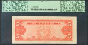 CUBA. 5 Pesos. 1949. (Pick: 78a). ... 