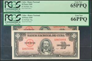 CUBA. Set of 2 banknotes of 10 Pesos. 1949. ... 