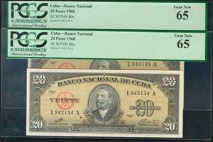 CUBA. Set of 2 banknotes of 20 Pesos. 1960. ... 