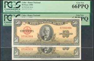 CUBA. Set of 2 banknotes of 50 Pesos. 1958. ... 