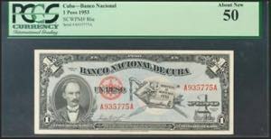 CUBA. 1 Peso. 1953. (Pick: 86a). PCGS50.