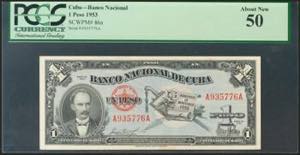 CUBA. 1 Peso. 1953. (Pick: 86a). PCGS50.