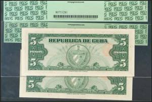 CUBA. Set of 2 banknotes of 5 ... 