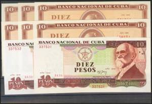CUBA. Set of 8 banknotes of 10 Pesos. ... 