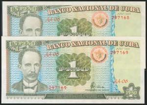 CUBA. Set of 2 banknotes of 1 Peso. 1995. ... 