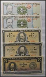 CUBA. Set of 85 banknotes of 1, 3,  5, 10, ... 